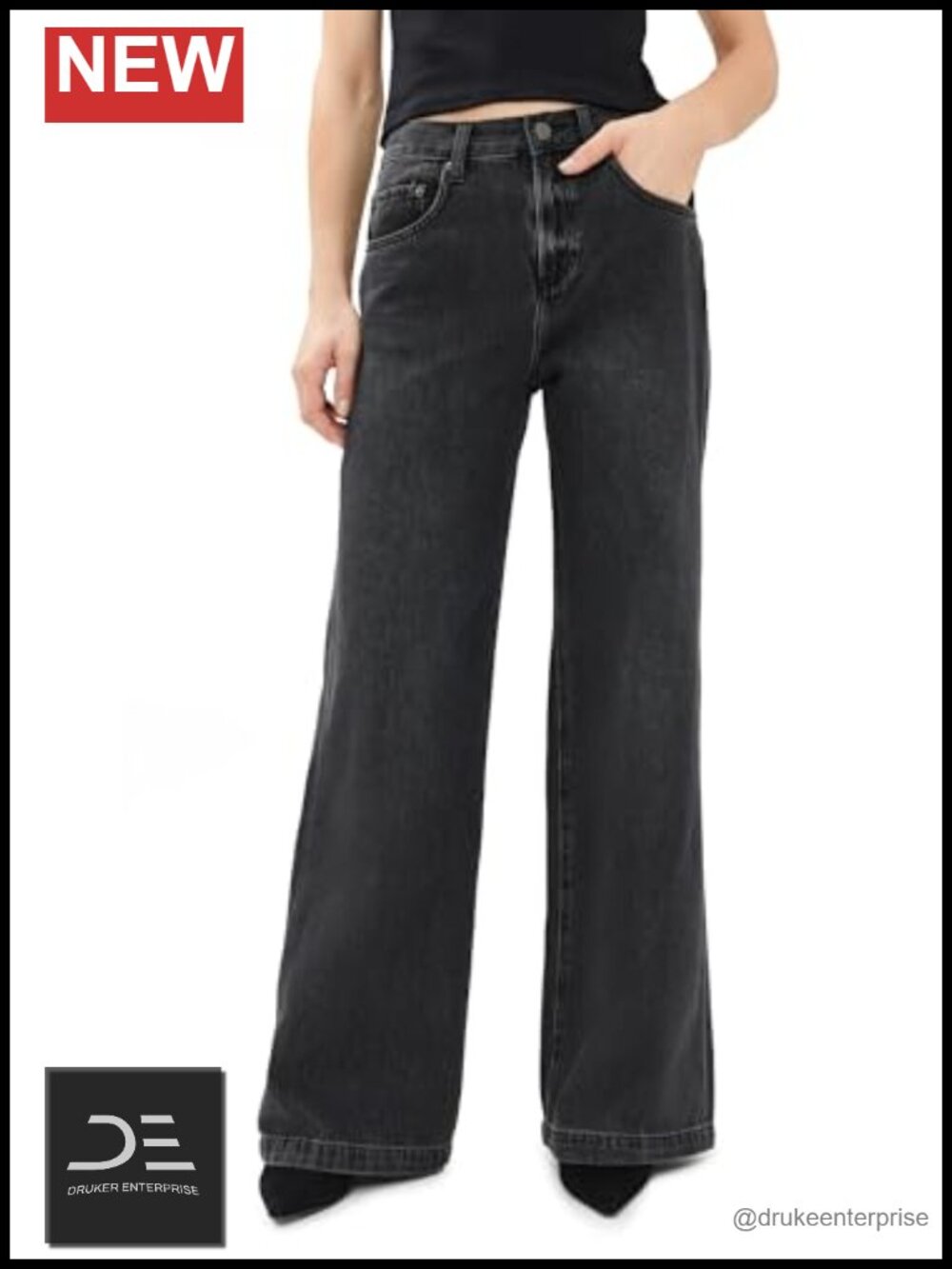 Pistola Women's Jadyn Low Slung Palazzo Denim Jeans Mid-Rise Wide Leg 5-Pocket